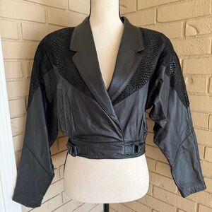 Chia black leather vintage python cropped jacket coat 80s punk rock M